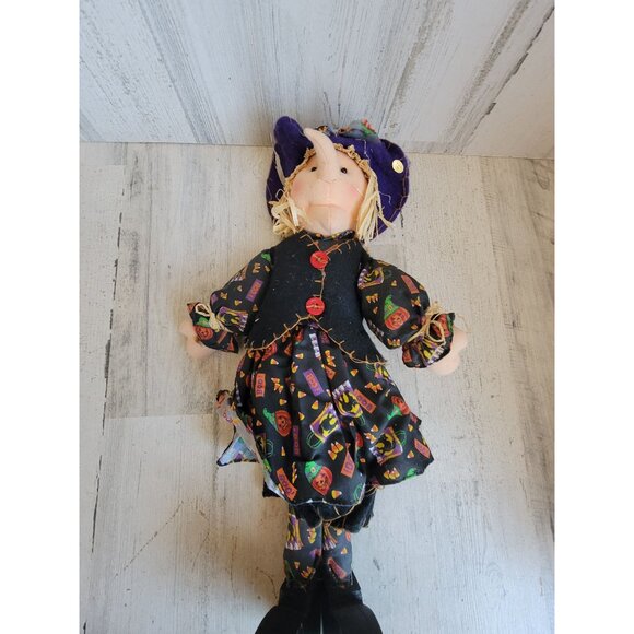 Vintage wooden standing witch Halloween home decor candy - Picture 2 of 8